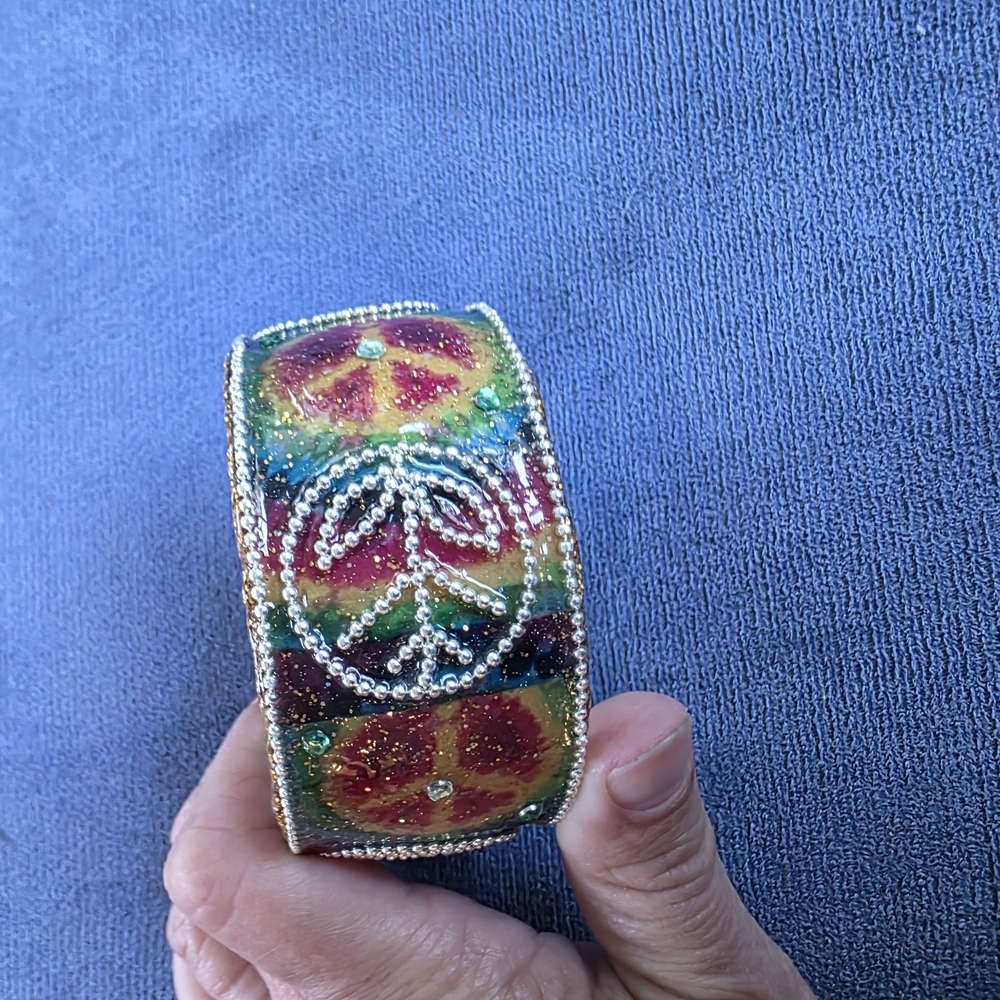 Colorful Beaded Peace Sign Bracelet